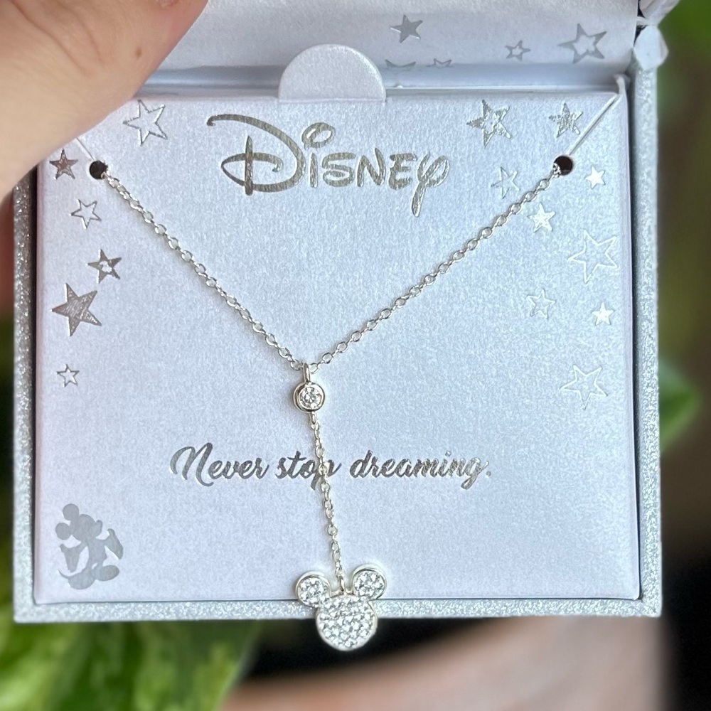 Disney Mickey Silver Plated W/Crystals 18" Never Stop Dreaming NWB Necklace!